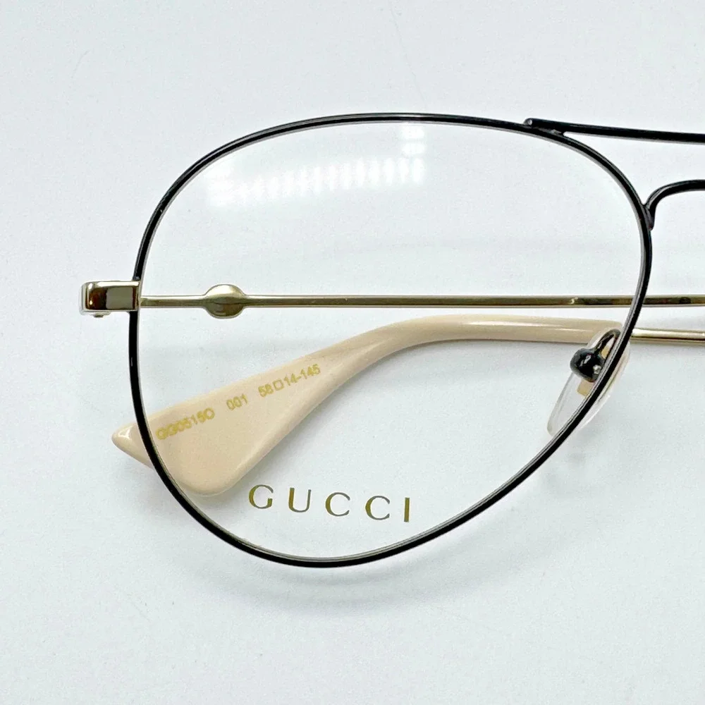 Gucci Eyeglasses Frame GG05150 001 Black Aviator 58-14-145 New Authentic